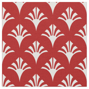 Art Deco Mönster 02 - Vit om Milano Red Tyg