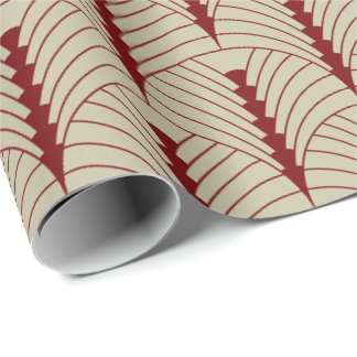 Art Deco Mönster 03 - Midnight Red on Off-White Presentpapper