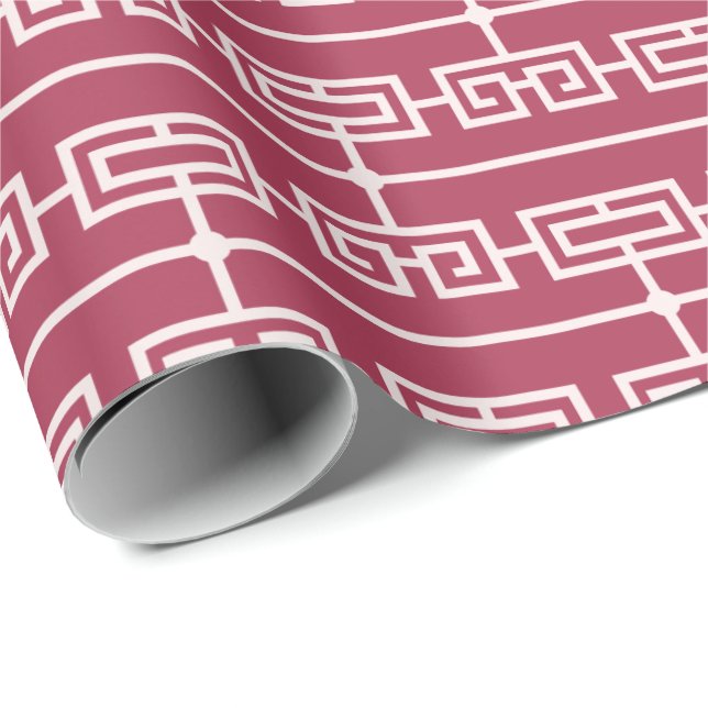 Art Deco Mönster 09 - Ljus rosa om hallons Rosa Presentpapper (Rullad Hörn)