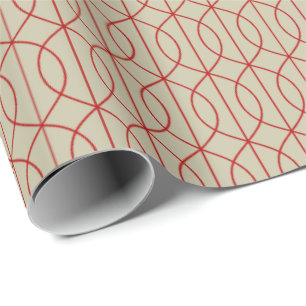 Art Deco Mönster 10 - Escher Red on Off-White Presentpapper