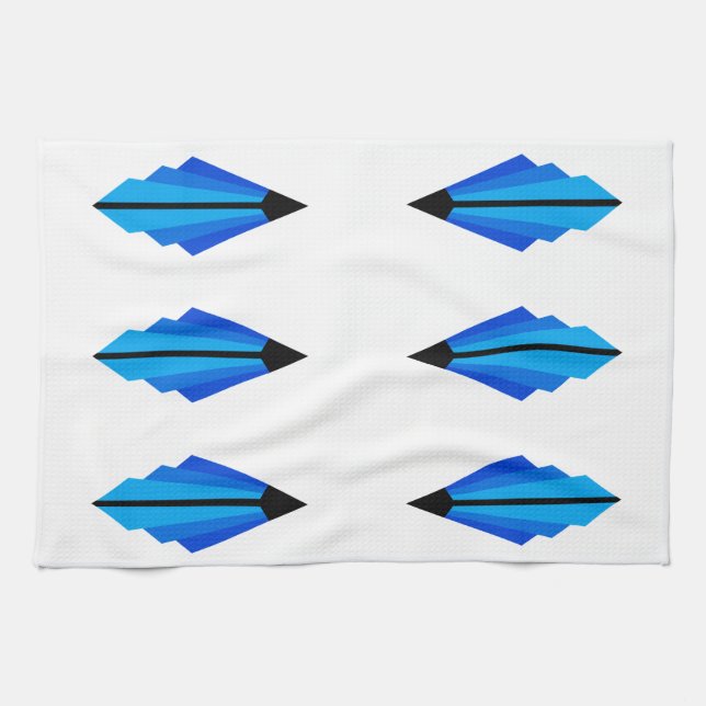 Art Deco mönster 3 i blått Kökshandduk (Horisontell)