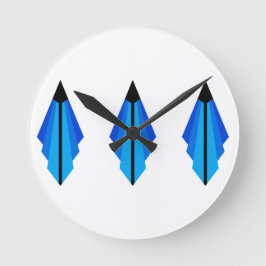 Art Deco mönster 3 i blått Rund Klocka