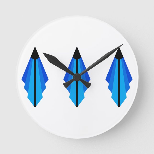 Art Deco mönster 3 i blått Rund Klocka (Framsida)