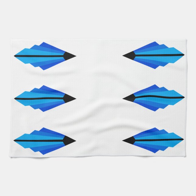 Art Deco mönster 3 i Blue Tea Towel Kökshandduk (Horisontell)