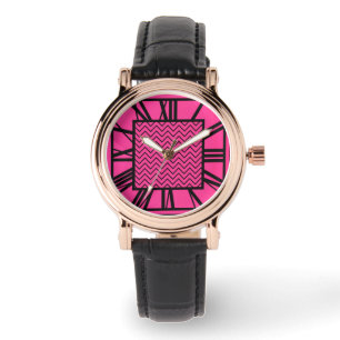 Art Deco Mönster, fuchsia rosa Armbandsur