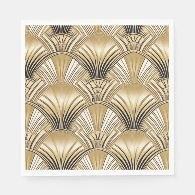 Art Deco mönster guld elfenben Pappersservett (Framsidan)