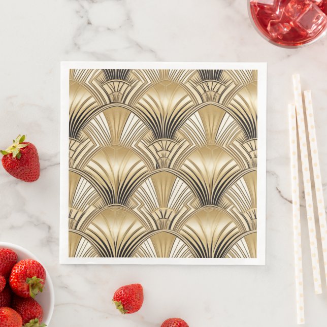 Art Deco mönster guld elfenben Pappersservett (Insitu)