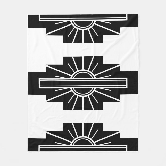 Art Deco Mönster i Black Fleecefilt (Framsidan)