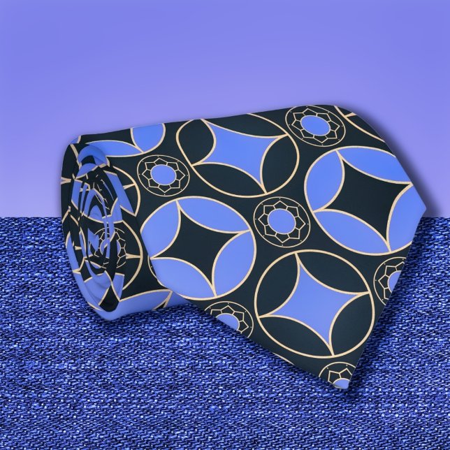 Art Deco mönster i blått och svart nr 2 Slips (Skapare uppladdad)