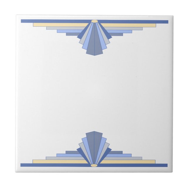 Art Deco Mönster i Blue Kakelplatta (Framsidan)