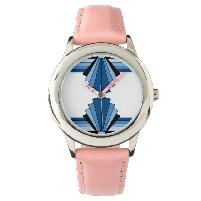 Art Deco Mönster i Blues Armbandsur (Framsida)
