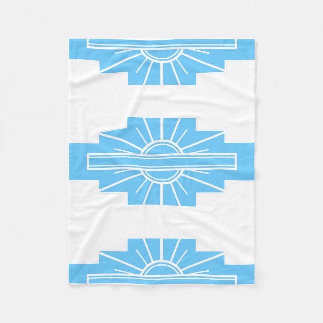 Art Deco Mönster i Blues Fleecefilt (Framsidan)