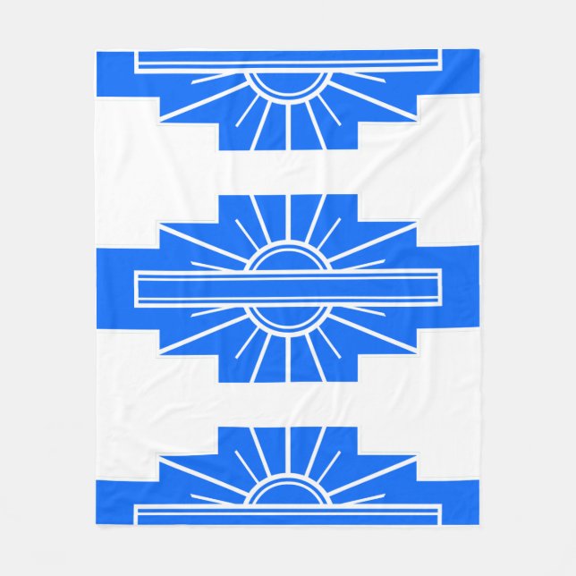 Art Deco Mönster i Blues Fleecefilt (Framsidan)