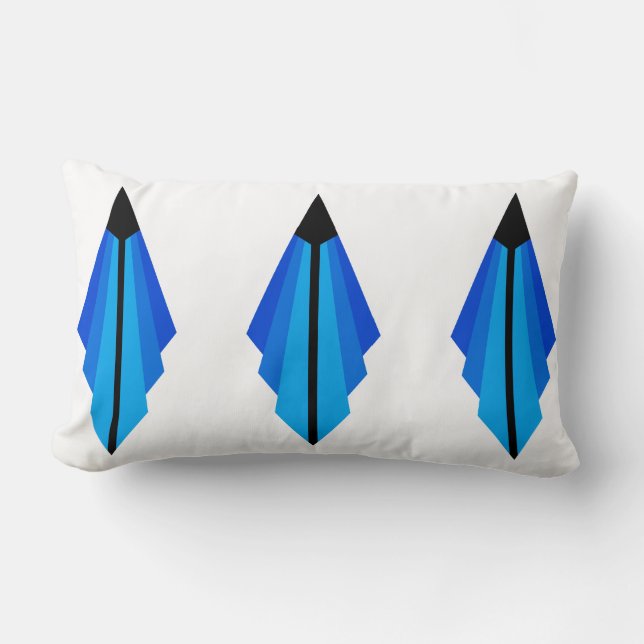 Art Deco Mönster i Blues Lumbarkudde (Framsida)