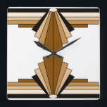 Art Deco Mönster i Brown, Tan och Black Fyrkantig Klocka<br><div class="desc">Detta mönster är baserat på klassiska konsthantformer,  som återskapas i brunt,  brunt och svart</div>