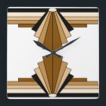 Art Deco Mönster i Brown, Tan och Black Fyrkantig Klocka<br><div class="desc">Detta mönster är baserat på klassiska konsthantformer,  som återskapas i brunt,  brunt och svart</div>