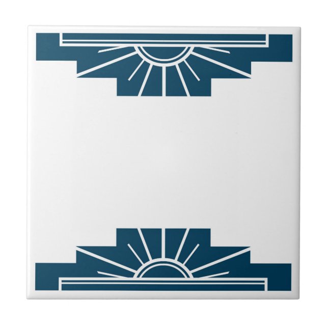 Art Deco Mönster i Deep Teal Kakelplatta (Framsidan)