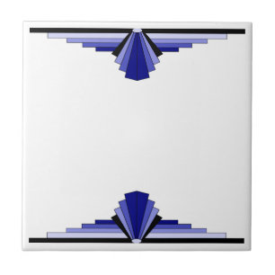 Art Deco Mönster i djupblått Kakelplatta
