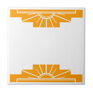 Art Deco Mönster i fetstil Orange Kakelplatta