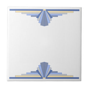 Art Deco Mönster i Grått Blue Kakelplatta