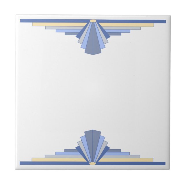 Art Deco Mönster i Grått Blue Kakelplatta (Framsidan)