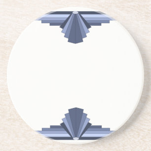Art Deco Mönster i Grått-Blues Underlägg Sandsten