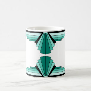 Art Deco Mönster i Grönt Coffee Mugg