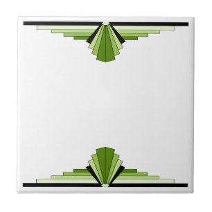 Art Deco Mönster i Grönt Kakelplatta