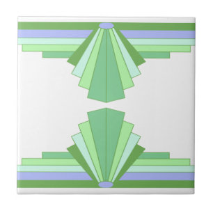 Art Deco Mönster i Grönt och blå Kakelplatta