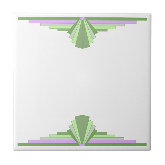 Art Deco Mönster i Grönt och Rosa Kakelplatta (Framsidan)