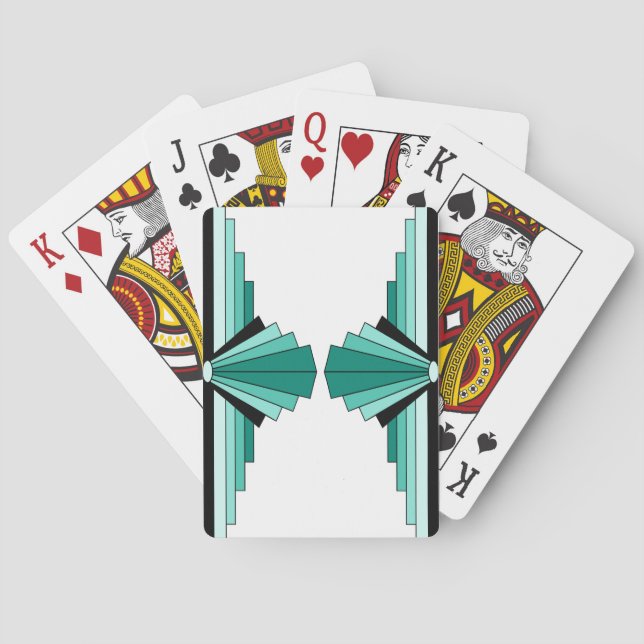Art Deco Mönster i Gröntar Kortlek (Baksidan)