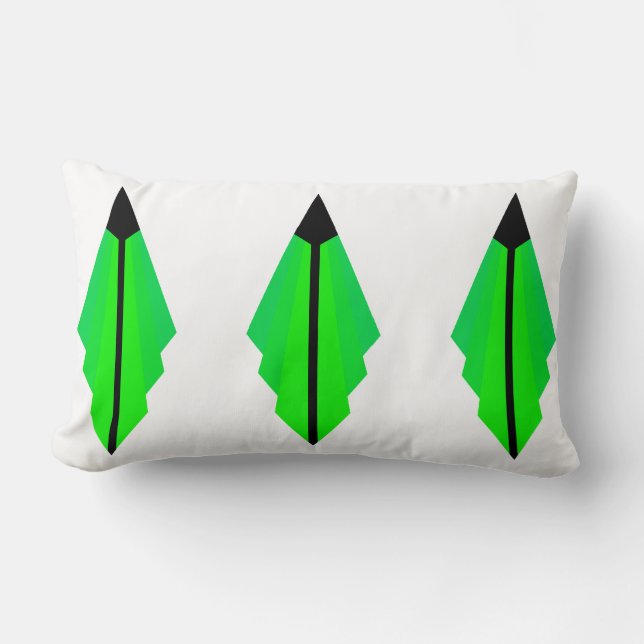 Art Deco Mönster i Gröntar Lumbarkudde (Framsida)