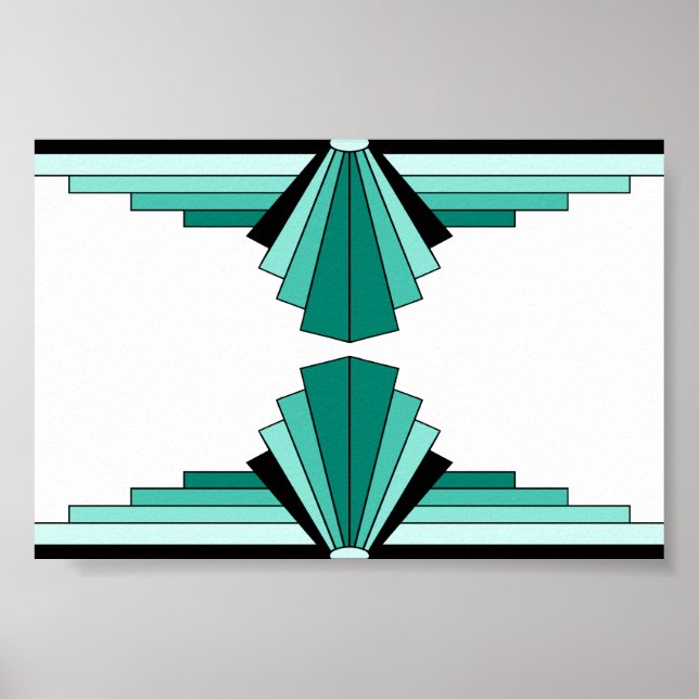 Art Deco Mönster i Gröntar Poster (Framsidan)