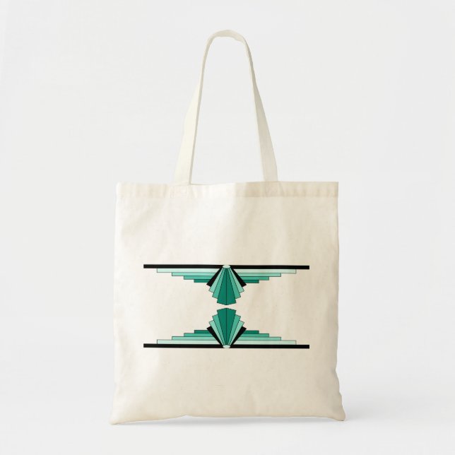 Art Deco Mönster i Gröntar Tygkasse (Framsidan)
