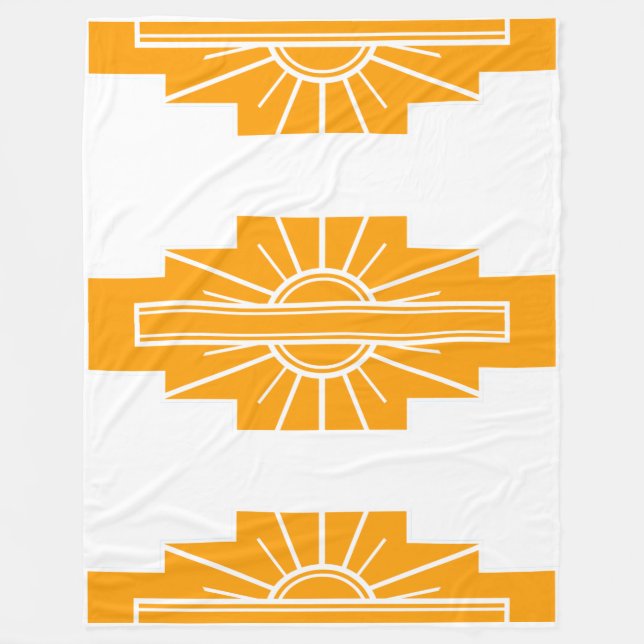 Art Deco Mönster i Guld Fleecefilt (Framsidan)