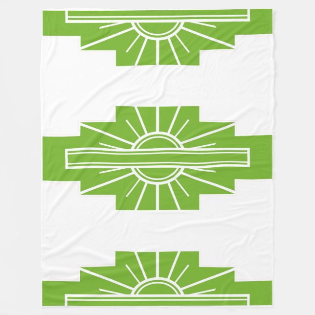 Art Deco Mönster i Lime Fleecefilt (Framsidan)