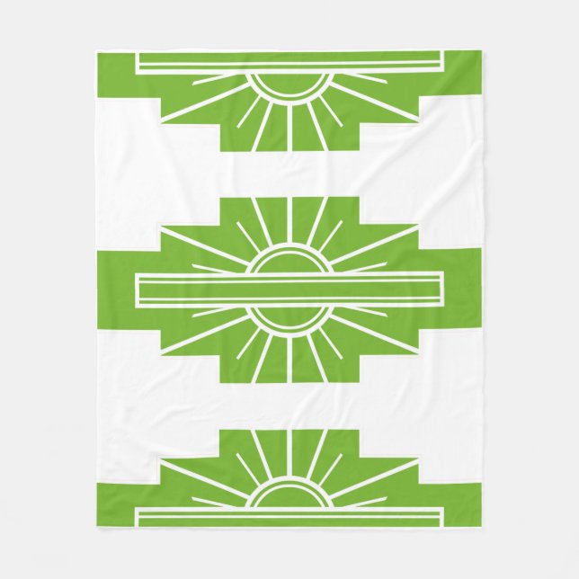 Art Deco Mönster i Lime Fleecefilt (Framsidan)