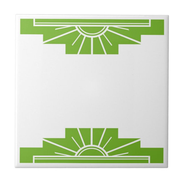 Art Deco Mönster i Lime Green Kakelplatta (Framsidan)