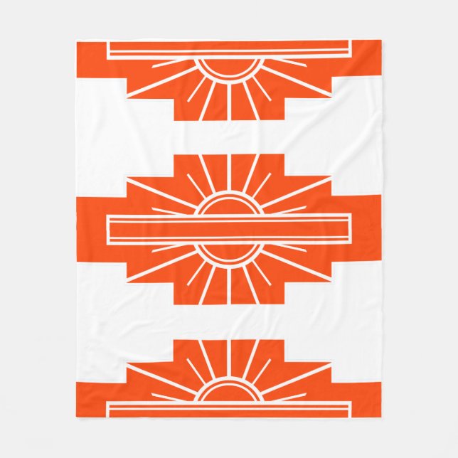Art Deco Mönster i Orange Fleecefilt (Framsidan)