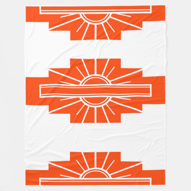 Art Deco Mönster i Orange Fleecefilt (Framsidan)