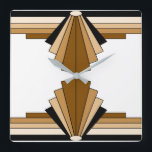 Art Deco Mönster i Orange och Tan Fyrkantig Klocka<br><div class="desc">Det här mönster bygger på klassiska konsthandlingar.</div>