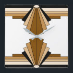 Art Deco Mönster i Orange och Tan Fyrkantig Klocka<br><div class="desc">Det här mönster bygger på klassiska konsthandlingar.</div>