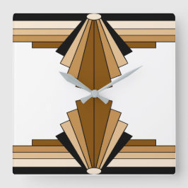 Art Deco Mönster i Orange och Tan Fyrkantig Klocka