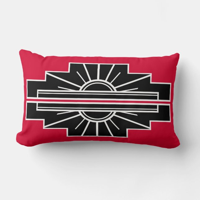 Art Deco Mönster i Red Baserat på klassisk konsthu Lumbarkudde (Framsida)