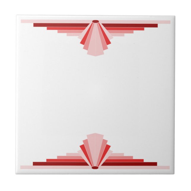 Art Deco Mönster i rött Kakelplatta (Framsidan)