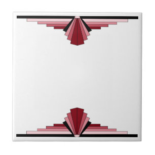 Art Deco Mönster i rött Kakelplatta