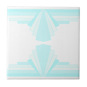 Art Deco Mönster i Soft Teal Kakelplatta
