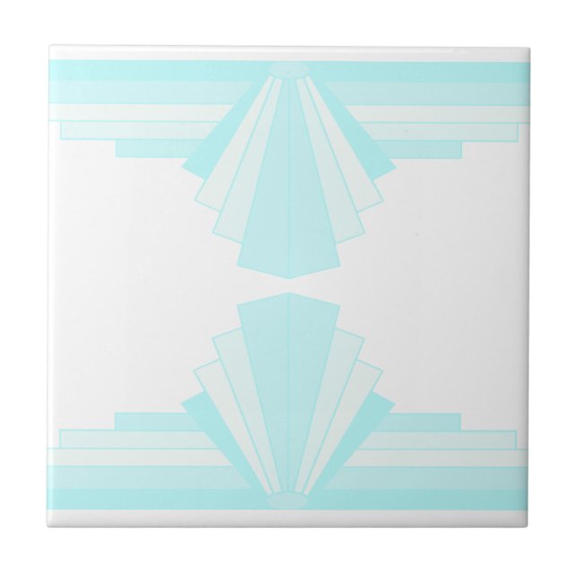 Art Deco Mönster i Soft Teal Kakelplatta (Framsidan)