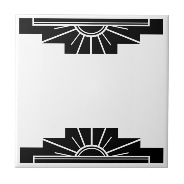 Art Deco Mönster i svart Kakelplatta (Framsidan)