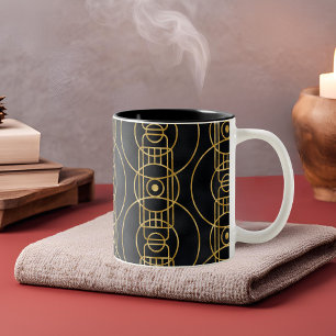 Art Deco mönster i Svarte & guld Två-Tonad Mugg